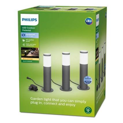 Philips - SET OM 3x LED Utomhuslampa GARDENLINK LED/24W/230V 2700K IP44