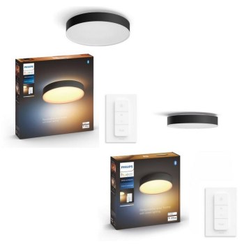 Philips - Set med 1x dimbar LED-taklampa Hue ENRAVE Ø 42,5 cm LED/33,5W/230V + 1x dimbar LED-taklampa Hue Ø 26,1 cm LED/9,6W/230V + 2x fjärrkontroller