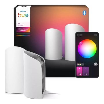 Philips - Set med 2 RGBW-LED-dimbara projektionslampor Hue PLAY Wall Washer LED/20W/230V 2000–6500K vit