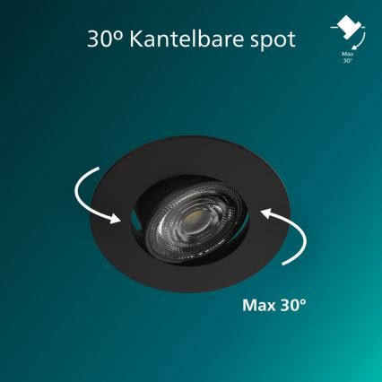 Philips - 3-pack dimbara infällda downlights CILANTRO LED/5W/230V 4000K svart