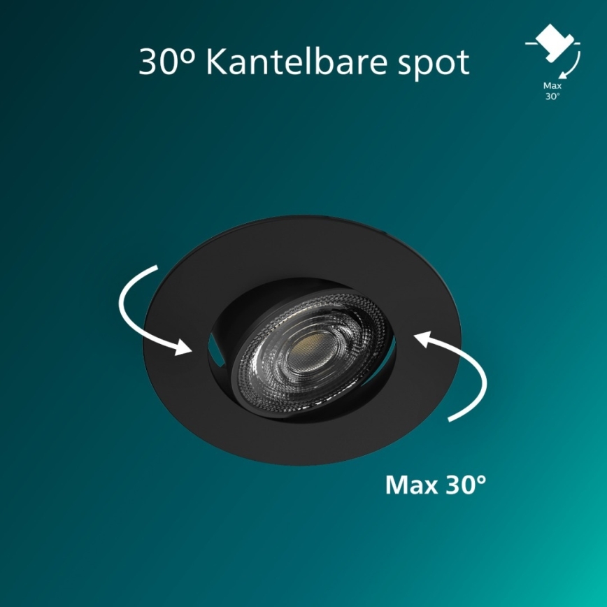 Philips - 3-pack dimbara infällda downlights CILANTRO LED/5W/230V 4000K svart