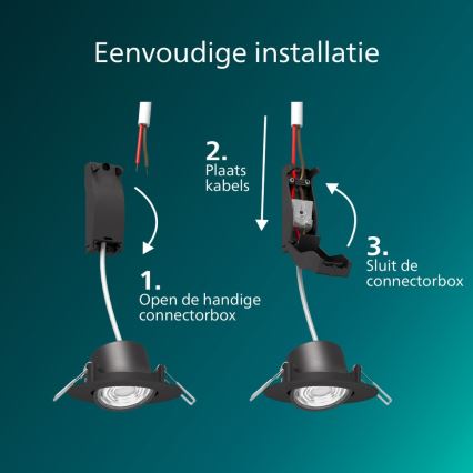 Philips - 3-pack dimbara infällda downlights CILANTRO LED/5W/230V 4000K svart