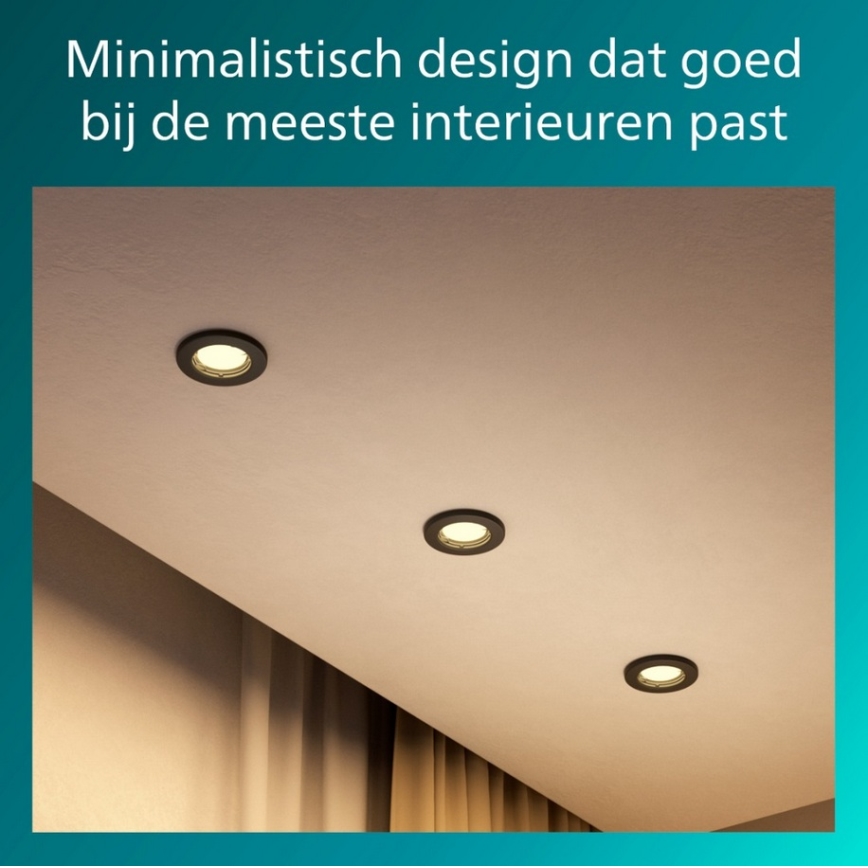 Philips - Set med 3 infällda spotlights PERIDOT 1xGU10/7W/230V svart