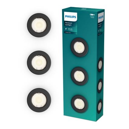 Philips - Set med 3 infällda spotlights PERIDOT 1xGU10/7W/230V svart