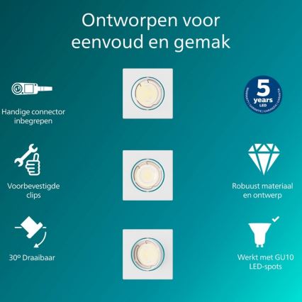 Philips - Set med 3 infällda spotlights PERIDOT 1xGU10/7W/230V vit