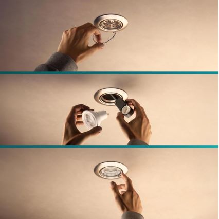 Philips - Set med 3 infällda takarmaturer PERIDOT 1xGU10/7W/230V vit