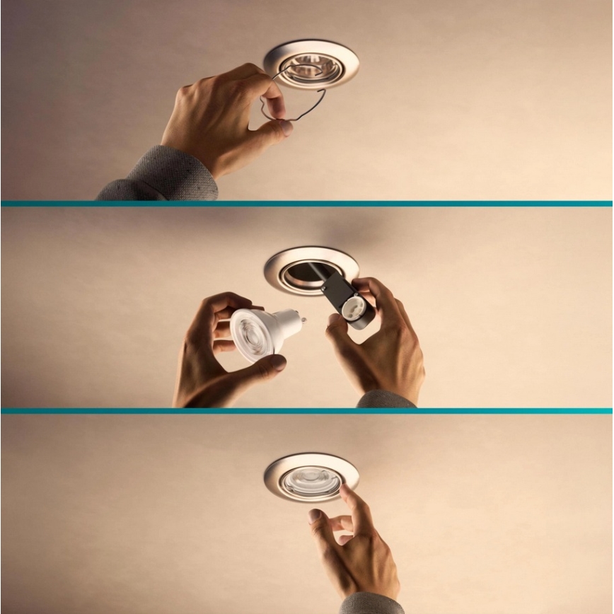 Philips - Set med 3 infällda takarmaturer PERIDOT 1xGU10/7W/230V vit