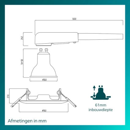 Philips - Set med 3 infällda takarmaturer PERIDOT 1xGU10/7W/230V vit