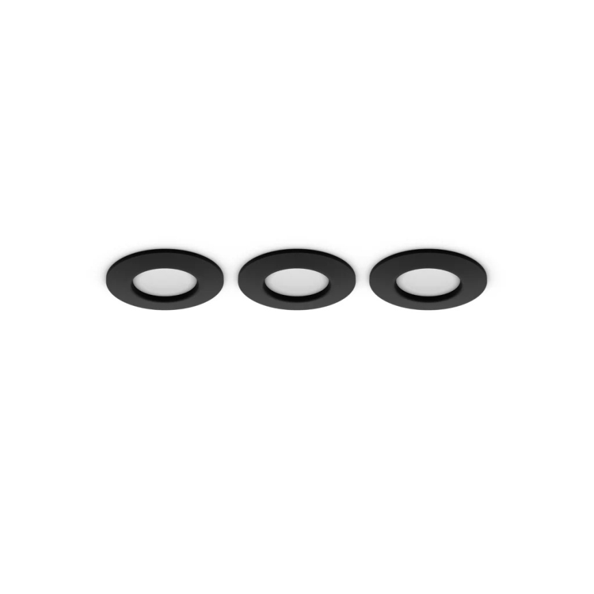 Philips - Set med 3 dimbara RGBW-LED infällda badrumsarmaturer Hue SLIM LED/8,3W/230V 1000-20000K svart P44