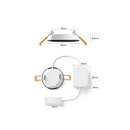 Philips - Set med 3 dimbara RGBW-LED infällda badrumsarmaturer Hue SLIM LED/8,3W/230V 1000-20000K svart P44