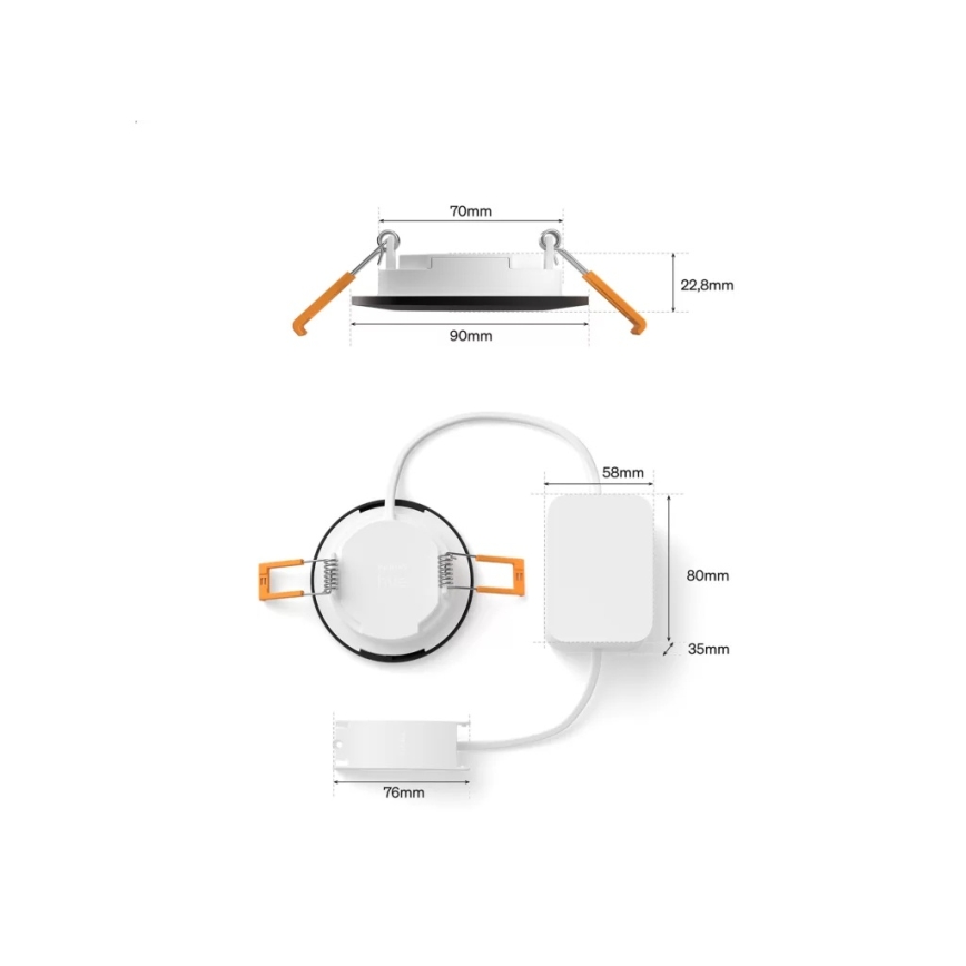 Philips - Set med 3 dimbara RGBW-LED infällda badrumsarmaturer Hue SLIM LED/8,3W/230V 1000-20000K svart P44