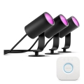 Philips - Set med 3x LED RGB dimbara spotlights Hue LILY LED/8W/230V 2200-6500K IP65 + Hue Bridge