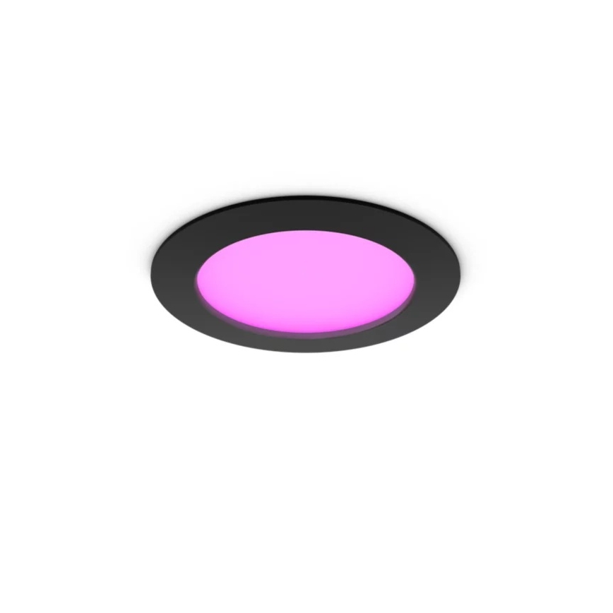 Philips - Set om 2 dimbara RGBW-LED infällda badrumsdownlights Hue SLIM LED/12W/230V 2000-6500K svart IP44