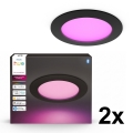 Philips - Set om 2 dimbara RGBW-LED infällda badrumsdownlights Hue SLIM LED/12W/230V 2000-6500K svart IP44