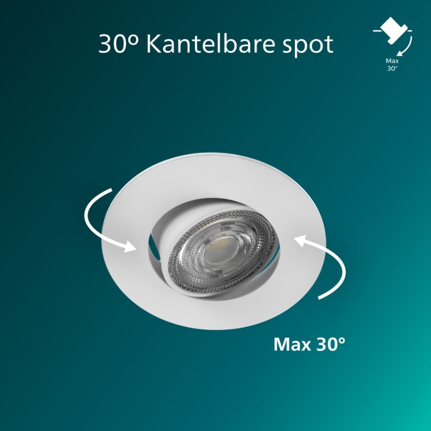 Philips - Set om 3 dimbara infällda LED-downlights CILANTRO LED/5W/230V 2700K vit