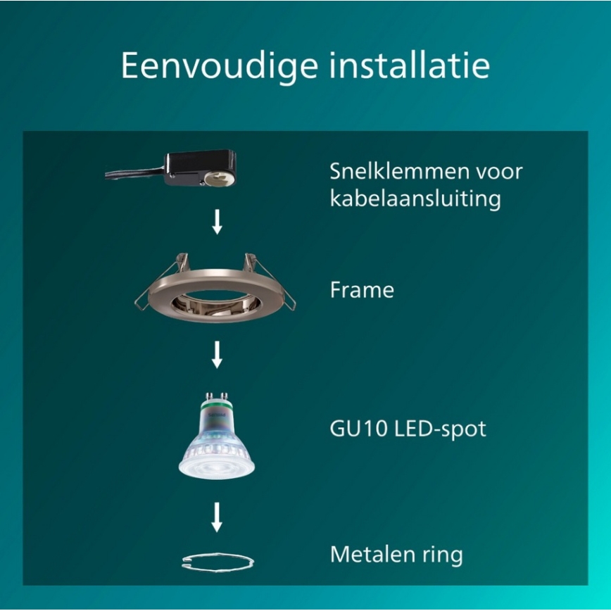 Philips - Set om 3 infällda downlights PERIDOT 1xGU10/7W/230V silver