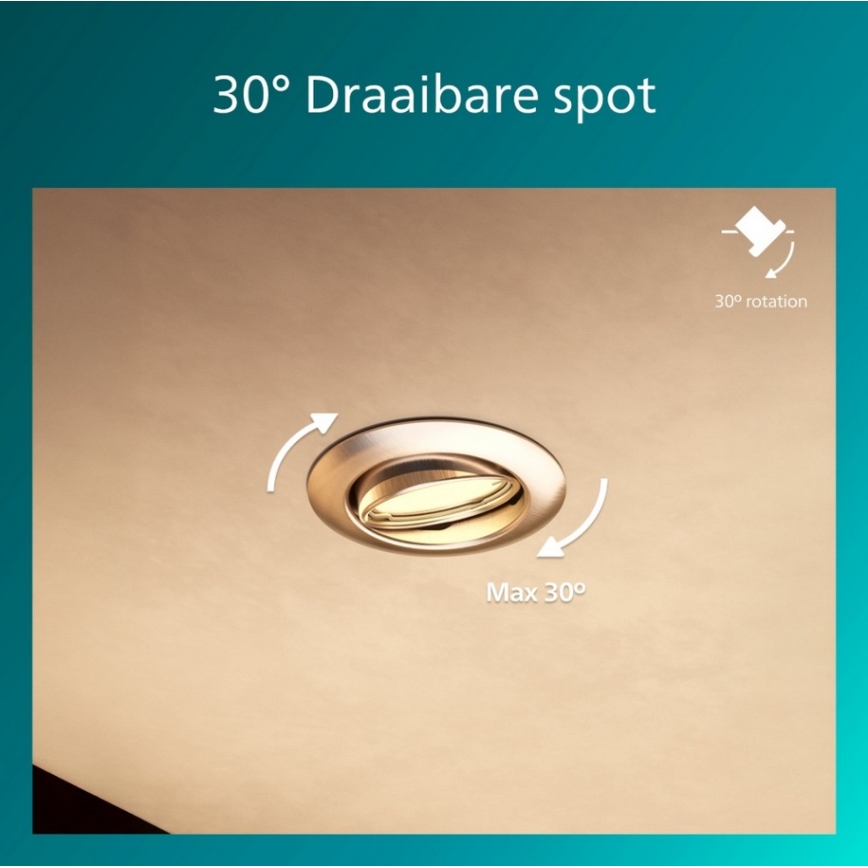 Philips - Set om 3 infällda spotlights PERIDOT 1xGU10/7W/230V, silverfärgade