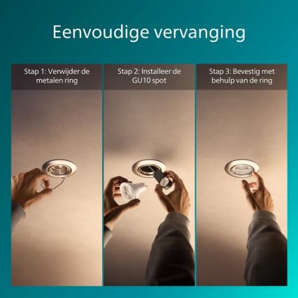 Philips - Set om 3 infällda spotlights PERIDOT 1xGU10/7W/230V, silverfärgade
