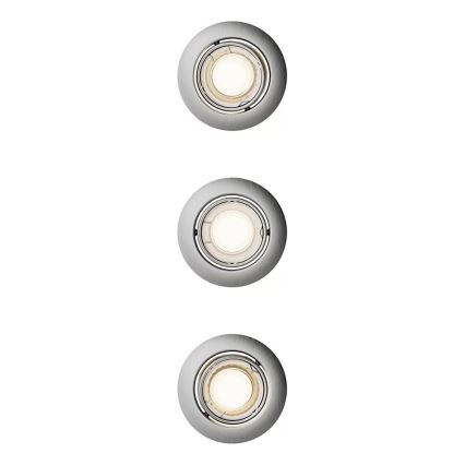 Philips - Set om 3 infällda spotlights PERIDOT 1xGU10/7W/230V, silverfärgade