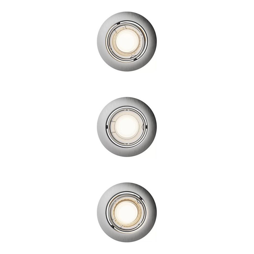 Philips - Set om 3 infällda spotlights PERIDOT 1xGU10/7W/230V, silverfärgade