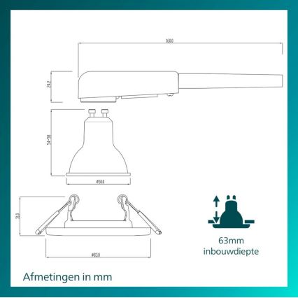 Philips - Set om 5 infällda spotlights PERIDOT 1xGU10/7W/230V silver