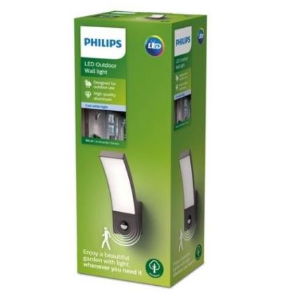 Philips - LED utomhusvägglampa med sensor LED/12W/230V 4000K IP44