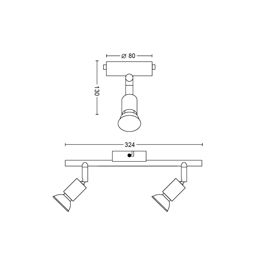 Philips - Spotlight 2xGU10/50W/230V svart