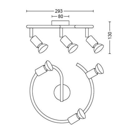 Philips - Spotlight 3xGU10/50W/230V svart
