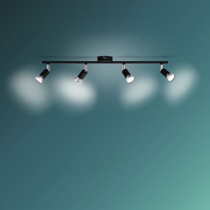 Philips - Spotlight 4xGU10/50W/230V svart