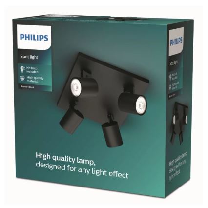 Philips - Spotlight 4xGU10/20W/230V svart