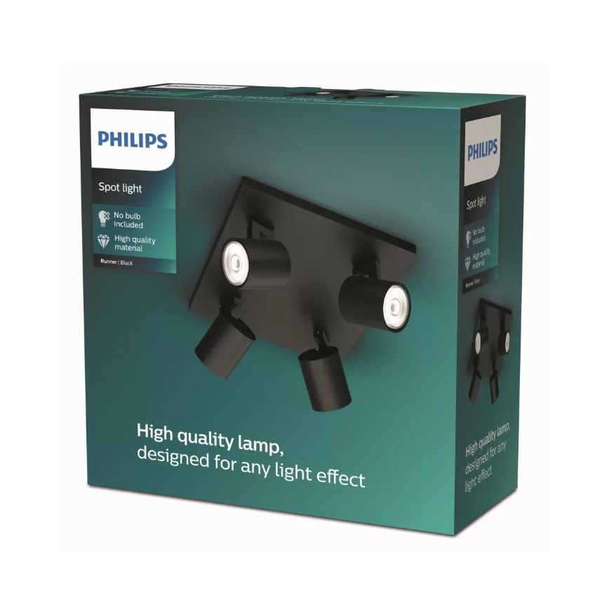 Philips - Spotlight 4xGU10/20W/230V svart