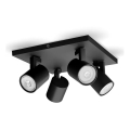 Philips - Spottlampa RUNNER 4x GU10/20W/230V svart