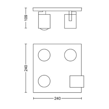 Philips - Spottlampa RUNNER 4x GU10/20W/230V svart