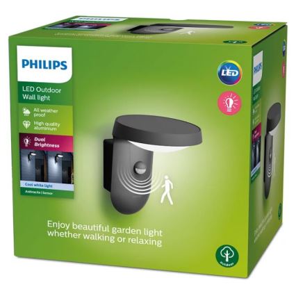 Philips - LED utomhusvägglampa med sensor LED/9W/230V 4000K IP44