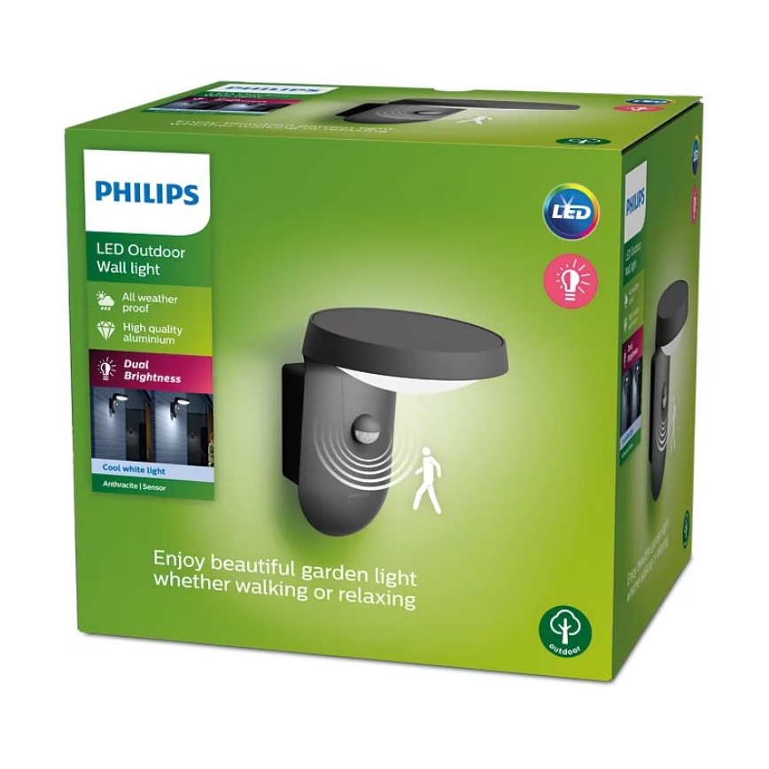 Philips - LED utomhusvägglampa med sensor LED/9W/230V 4000K IP44