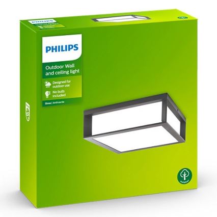 Philips - Utomhus taklampa  SKIES 2xE27/14W/230V IP44 antracit