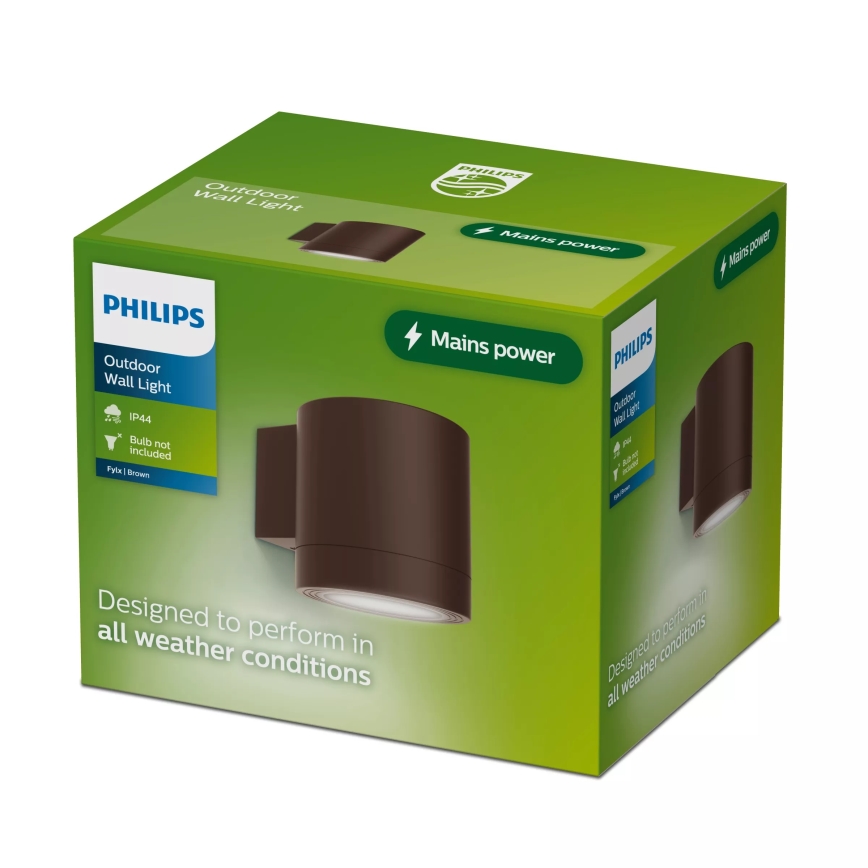 Philips - Utomhusvägglampa FYLX 1xGU10/5W/230V brun IP44
