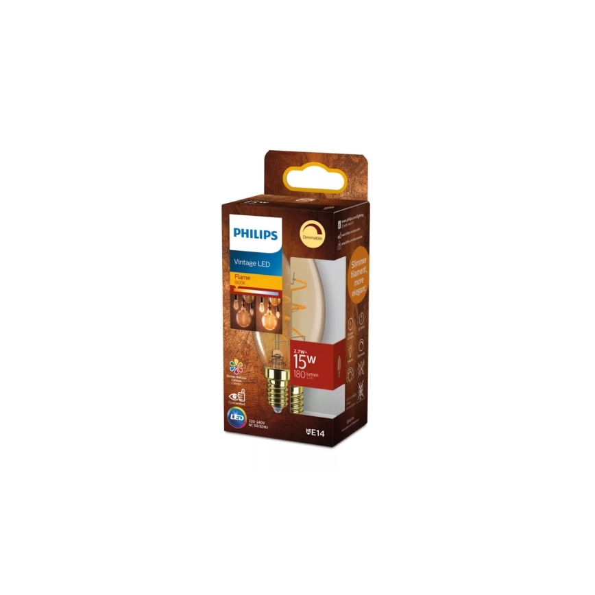 Philips VINTAGE dimbar LED-glödlampa B35 E14/2,7W/230V 1800K