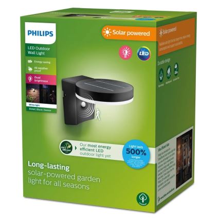 Philips - LED solcellsvägglampa med rörelse- och skymningssensor ZONAL LED/1,3W/3,7V 2500 mAh IP44