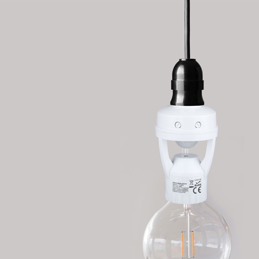 PIR-sensor för E27-lampa vit
