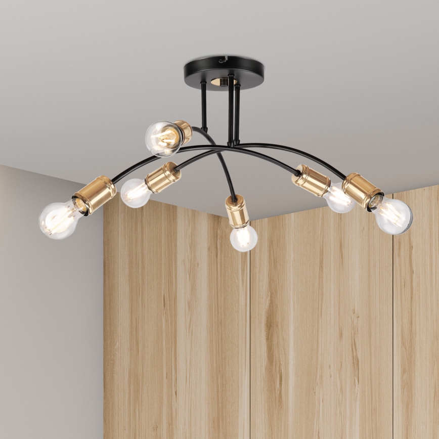 Plafondlampa ANYA 6xE27/15W/230V svart/guld