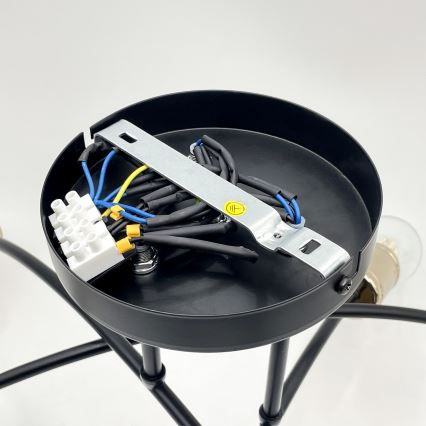 Plafondlampa ANYA 6xE27/15W/230V svart/guld