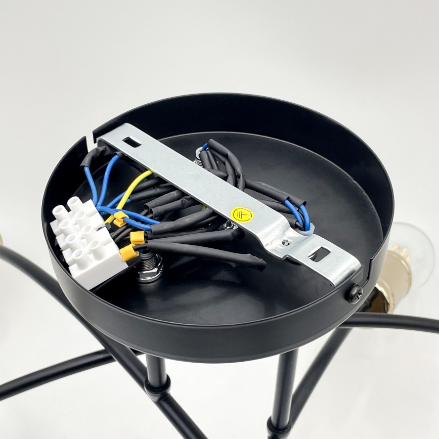 Plafondlampa ANYA 6xE27/15W/230V svart/guld