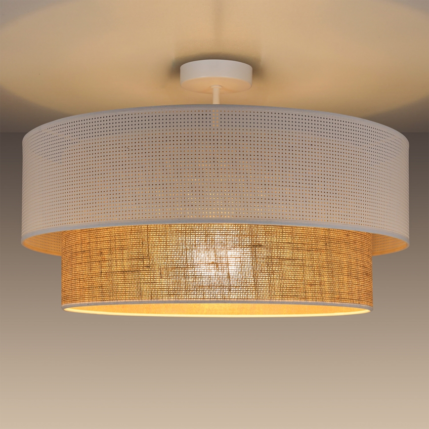 Plafondlampa BORHO 1xE27/60W/230V Ø 40 cm vit/jute