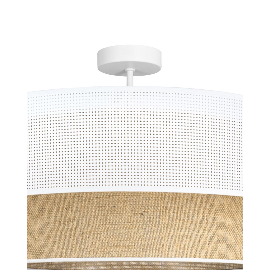 Plafondlampa BORHO 1xE27/60W/230V Ø 40 cm vit/jute