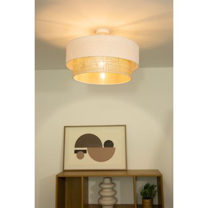 Plafondlampa BORHO 1xE27/60W/230V Ø 50 cm vit/jute