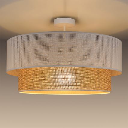 Plafondlampa BORHO 1xE27/60W/230V Ø 50 cm vit/jute
