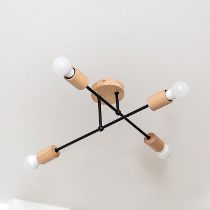 Plafondlampa CAMBRIDGE 4xE27/15W/230V i furu