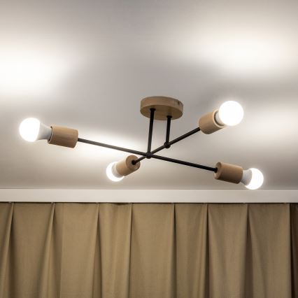 Plafondlampa CAMBRIDGE 4xE27/15W/230V i furu