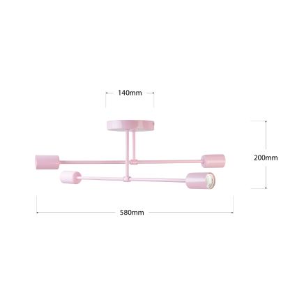 Plafondlampa CAMBRIDGE 4xE27/15W/230V rosa